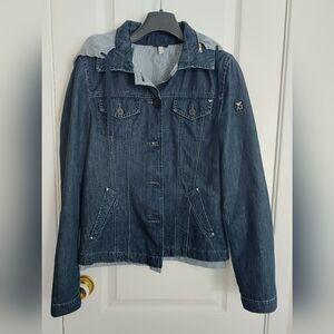 Armani Jeans Dark Blue Denim Jacket with Hood